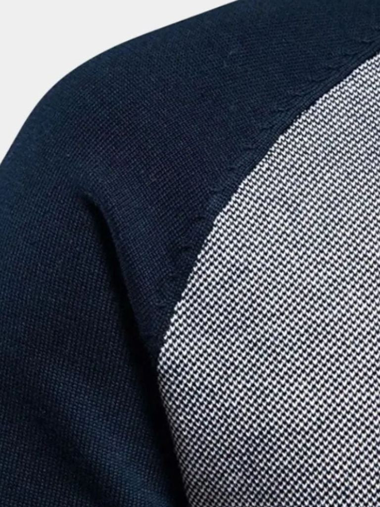 Rit Kleurblok Staande Kraag Cardigan Trui