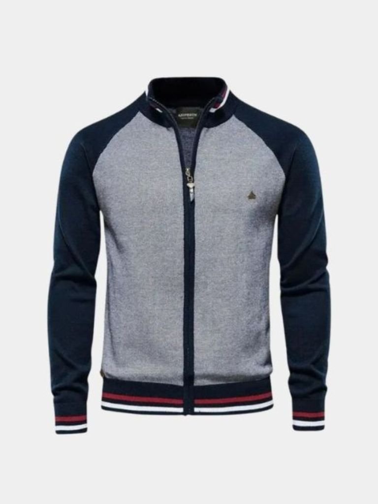 Rits Kleurblok Staande Kraag Cardigan Trui